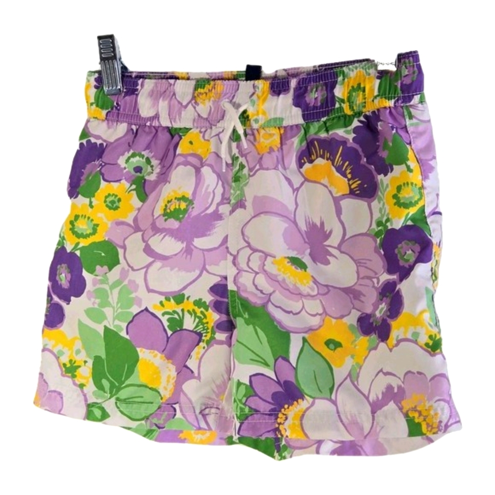 Janie And Jack Boys‎ Swim Trunks Size 6 Orchid Bouquet Floral Purple Swimsuit
